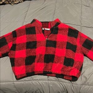 Cozy Red and Black Plaid Pullover